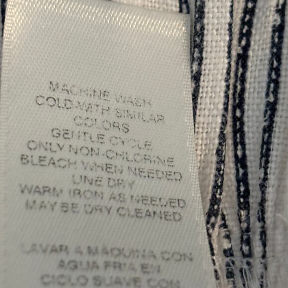 Chico's Women Size O/Small White Striped Linen Tie Waist Comfy Breathable Pants - Picture 5 of 12